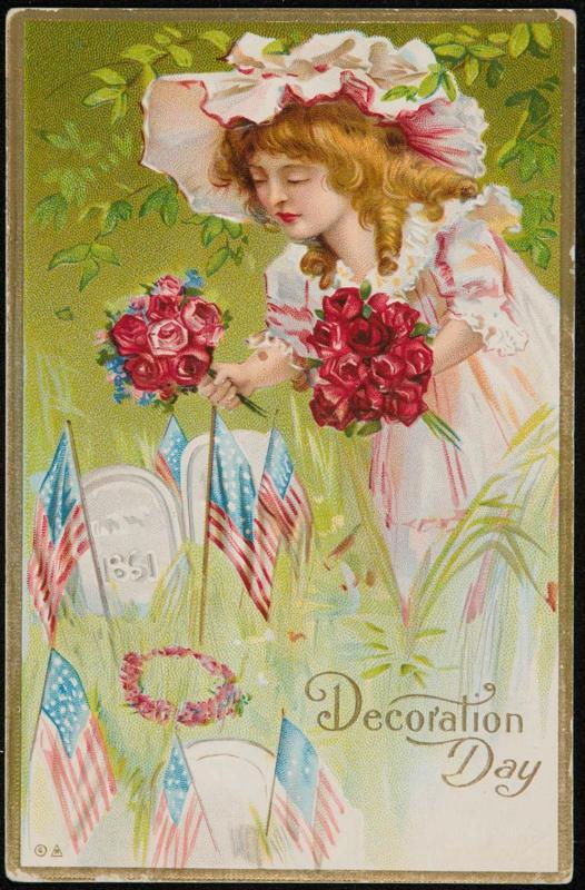 Girl leaving roses at a soldier's gravestone