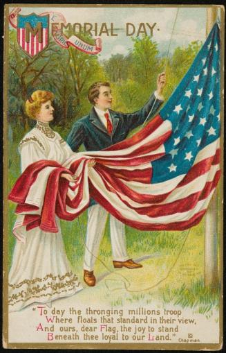 "To day the thronging million troop Where floats that standard in their view, And ours, dear Flag, the joy to stand Beneath thee loyal to out Land."
