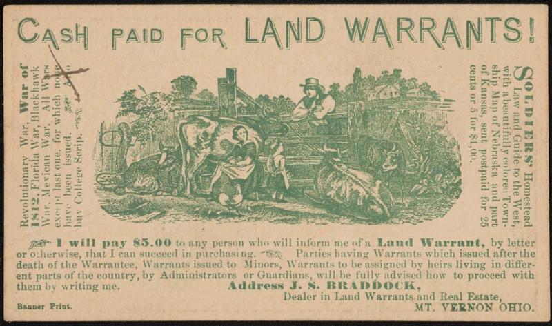 Cash paid for land warrants!