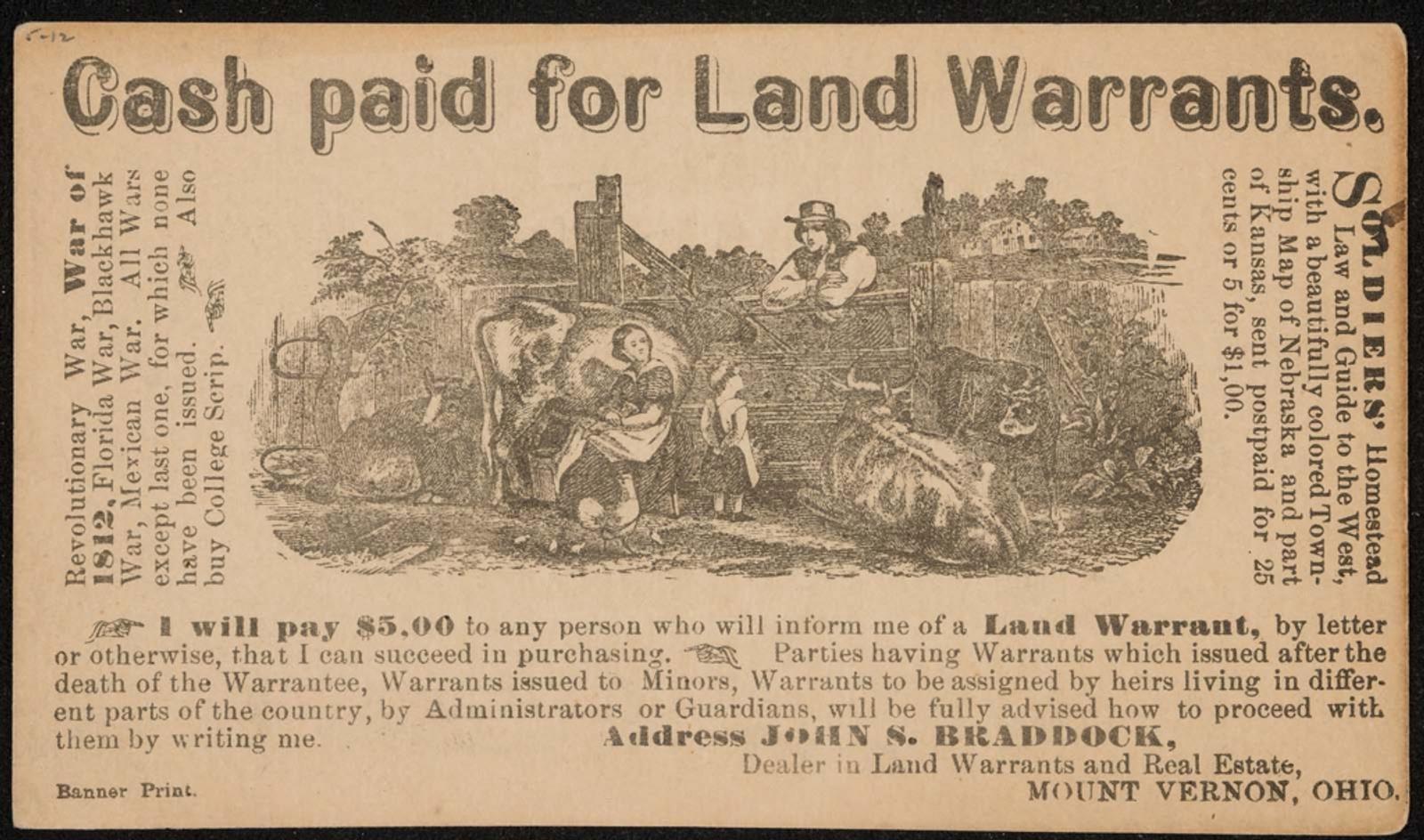 Cash paid for land warrants!