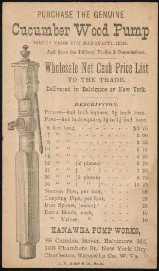 Advertisement for the Genuine Cucumber Wood Pump