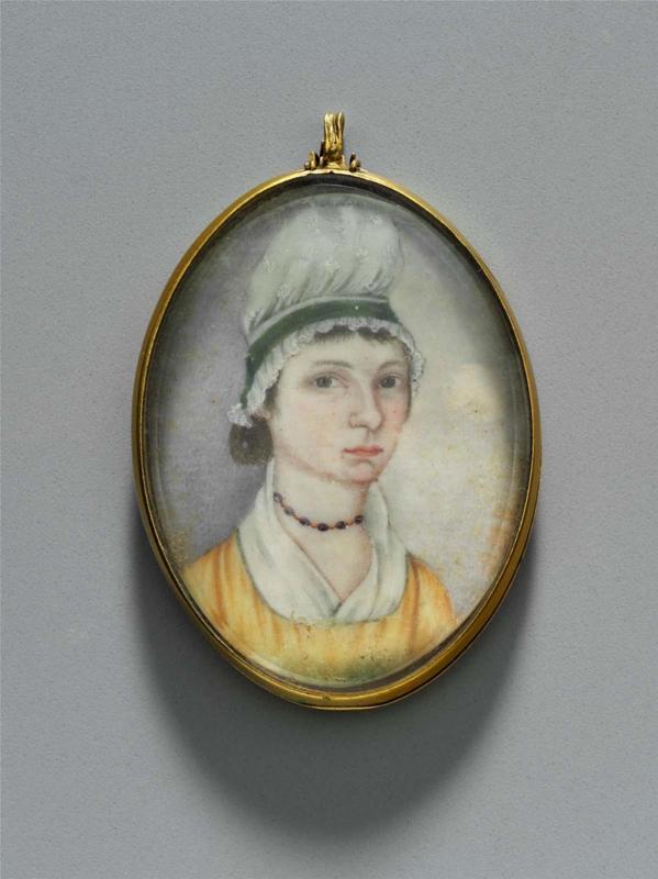 Portrait miniature of a young woman in a white velvet hat