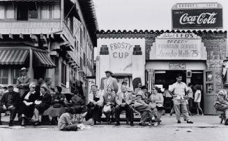 Spectators on Boardwalk, Muscle Beach, Santa Monica, California