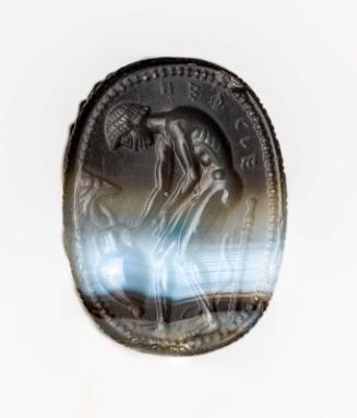 Scarab with Hercle/Herakles at a fountain