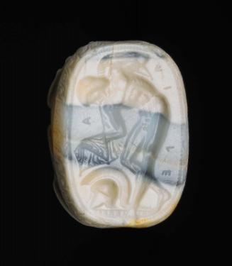 Scarab with Achle/Achilles drawing a cloak over his shoulders