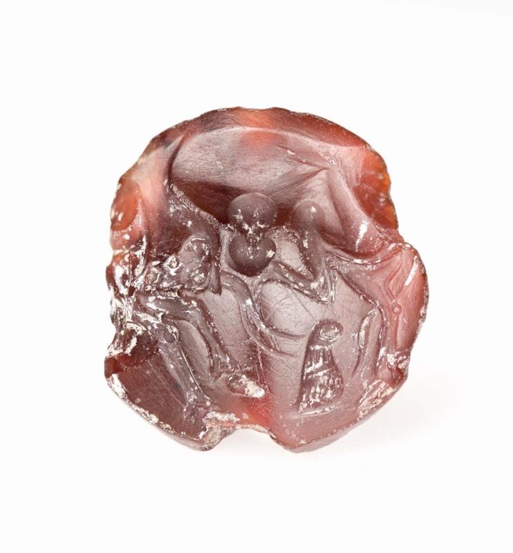 Lentoid seal with a bull scratching his head