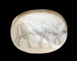 Scaraboid gem with walking zebu