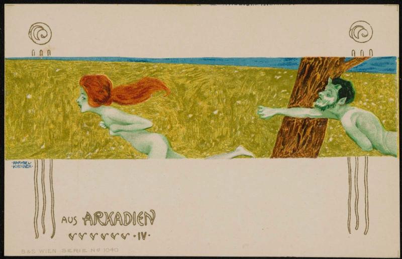 Woman being chased by a satyr, from the series From Arcadia