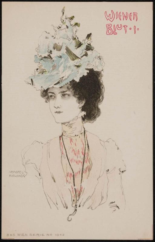 Woman with blue fashion hat, from the series Viennese Spirit