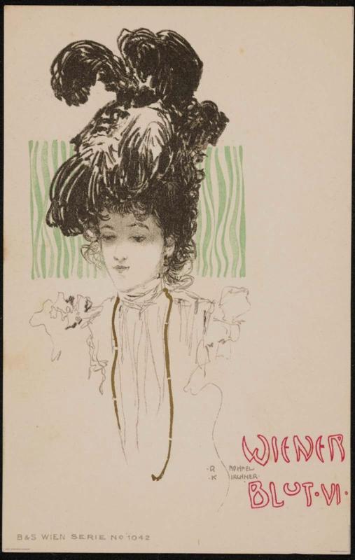 Woman with black feather fashion hat, from the series Viennese Spirit