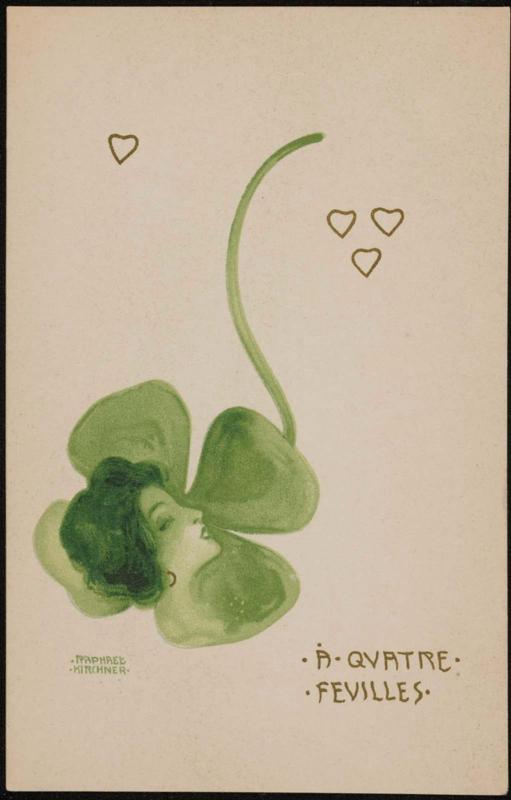 Woman in clover looking up, from the series Four Leaf Clovers