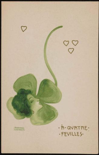 Woman in clover looking up, from the series Four Leaf Clovers