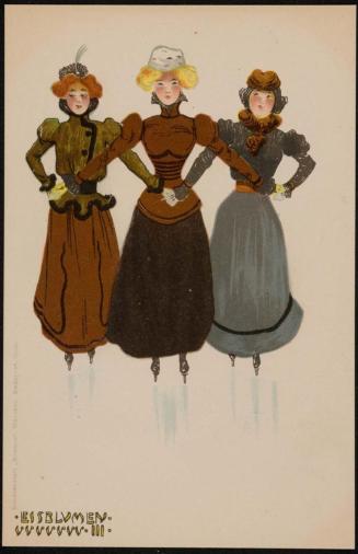 Three women ice skating, from the series Ice Flowers