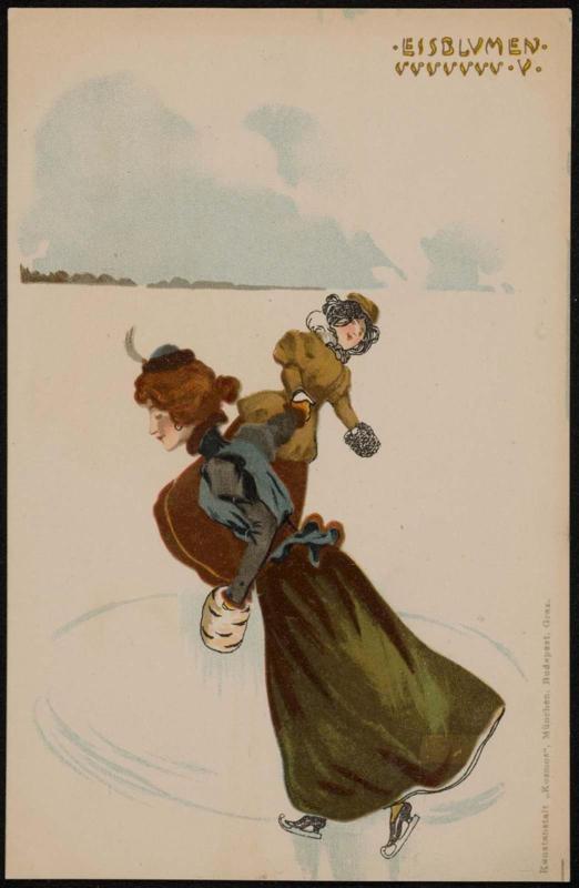 Two women ice skating, from the series Ice Flowers