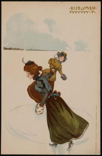 Two women ice skating, from the series Ice Flowers