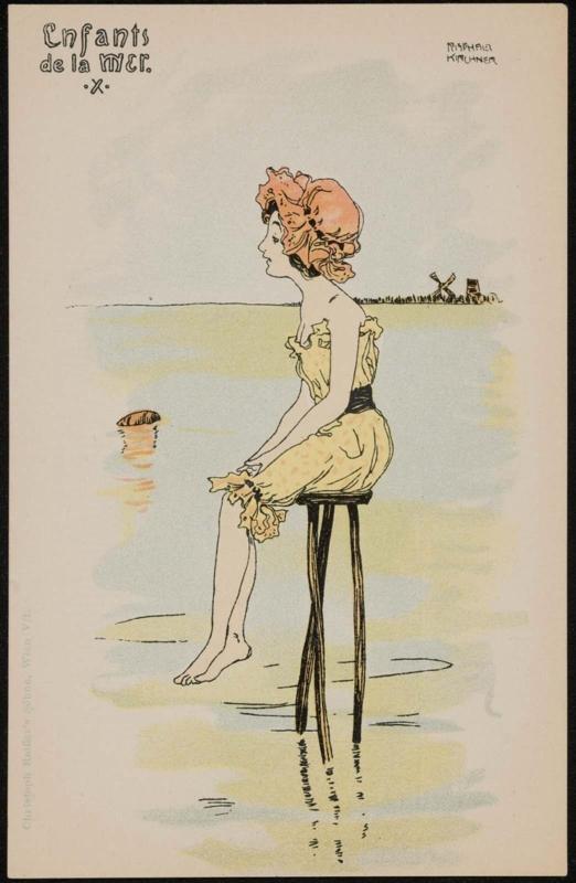 Girl sitting on tall pole in the water, from the series Children at Sea