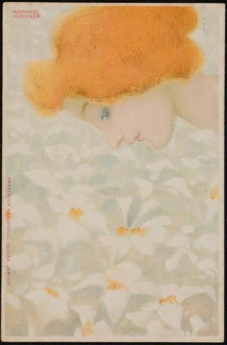 Red haired woman with white flowers, from the series Erika