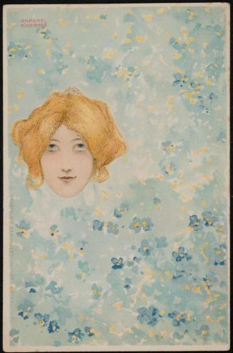 Blonde woman with blue flowers, from the series Erika