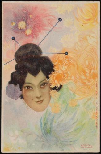 Asian woman with colorful peonies, from the series Erika