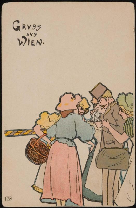 Mailman with a crowd of women, from the series Viennese Types