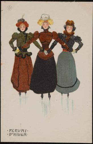 Three women ice skating, from the series Ice Flowers