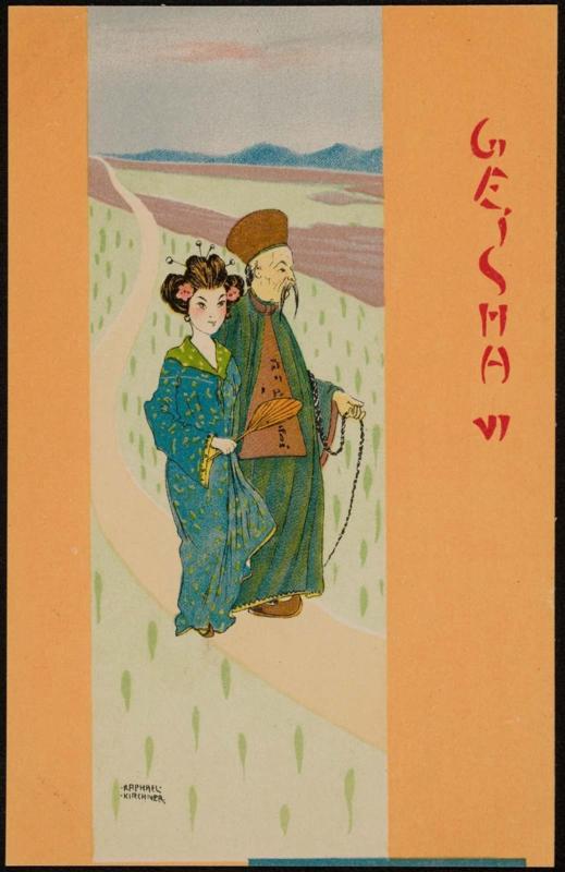 Geisha walking with a man, from the series Geisha