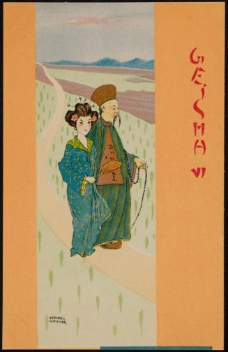 Geisha walking with a man, from the series Geisha