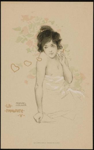 Woman smoking and blowing heart-shaped smoke puffs, from the series The Favorite