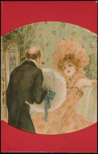 Man giving a woman her parasol, from the series Couples Between Red Borders