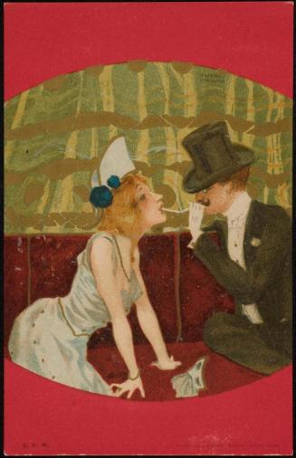 Lighting a cigarette, from the series Couples Between Red Borders