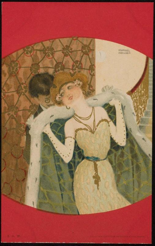 Putting on her coat, from the series Couples Between Red Borders