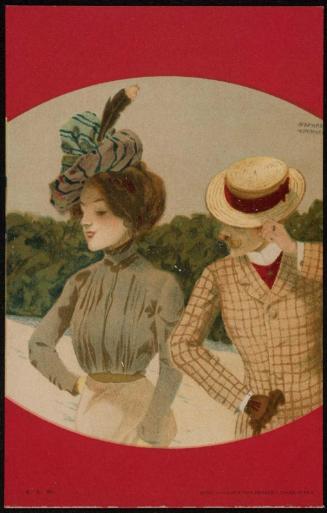 Taking a walk and tipping his hat, from the series Couples Between Red Borders
