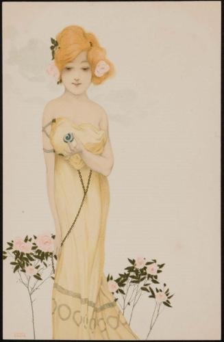 Yyellow dress and snail shell, from the series Women with Flowers at Feet