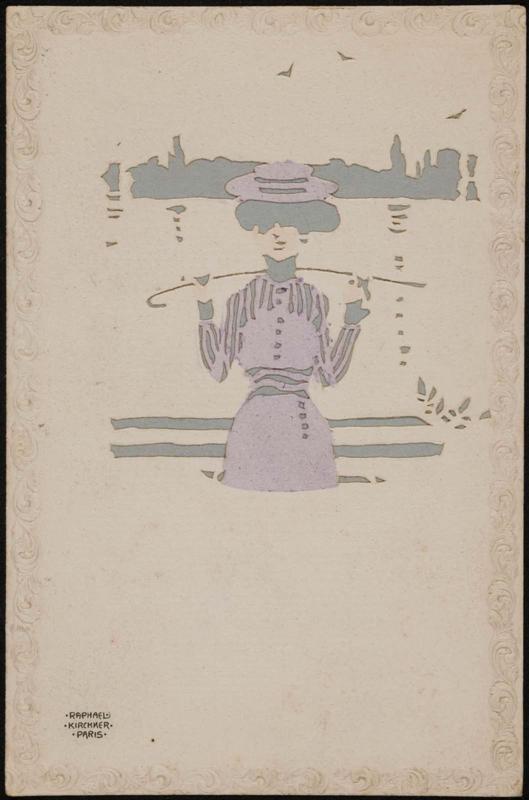 Woman in a purple dress wading