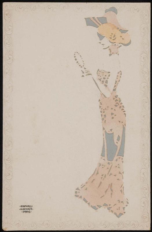 Woman in a pink dress with a mirror