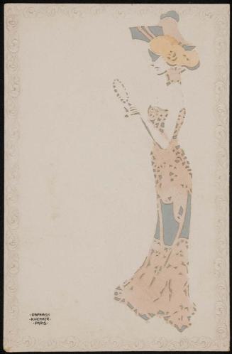 Woman in a pink dress with a mirror