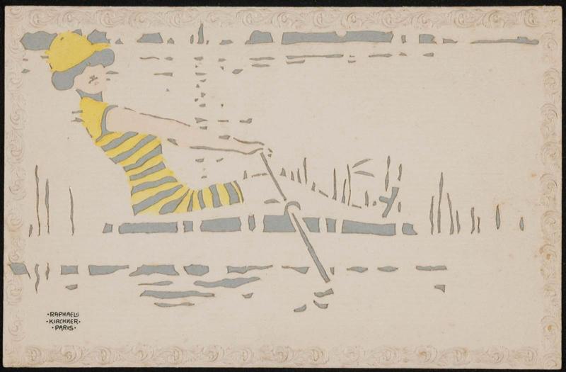 Woman in a yellow suit rowing