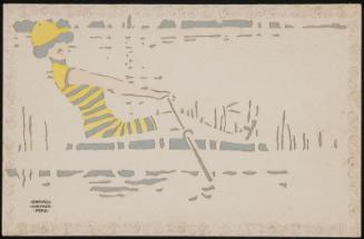 Woman in a yellow suit rowing