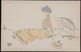 Woman in a yellow dress sun-bathing