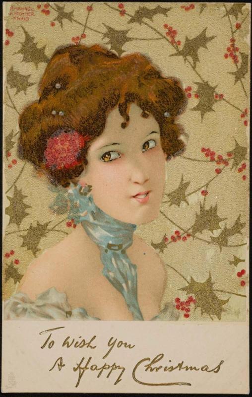 Red head with Christmas Holly
