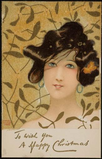 Brunette with foliage