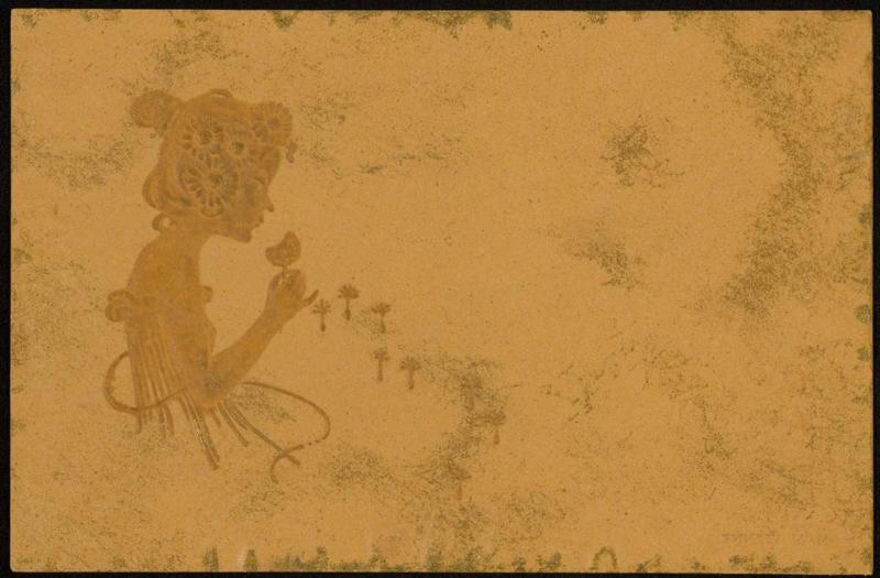 Yellow bronze picking flowers, from the series Artistic Bronzes
