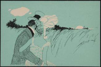 A couple from behind, from the series Figures on turquoise background