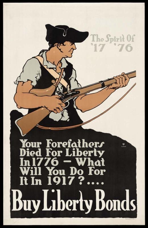 The Spirit Of '17 '76—Your Forefathers Died For Liberty In 1776—What Will You Do For It In 1917? . . . . Buy Liberty Bonds