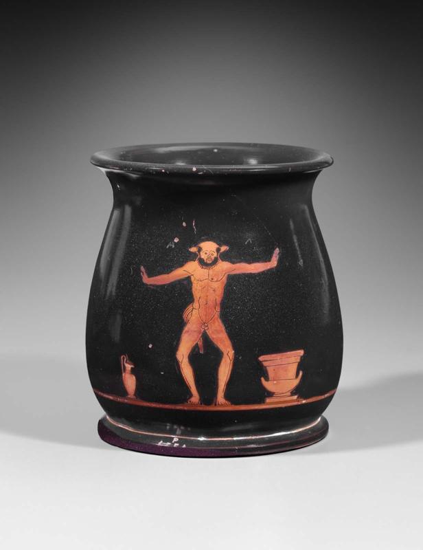 Mug (oinochoe) with dancing satyr