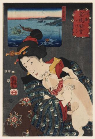 "Oh, ouch!" (Oo, itai)/ Giant Octopus from the Nameri River in Etchû (Etchû Namerikawa ôdako), from the series Auspicious Desires on Land and Sea (Sankai medetai zue)
