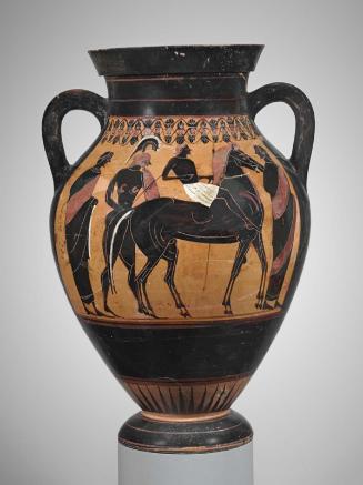 Two-handled jar (amphora) depicting Achilles ambushing Troilos