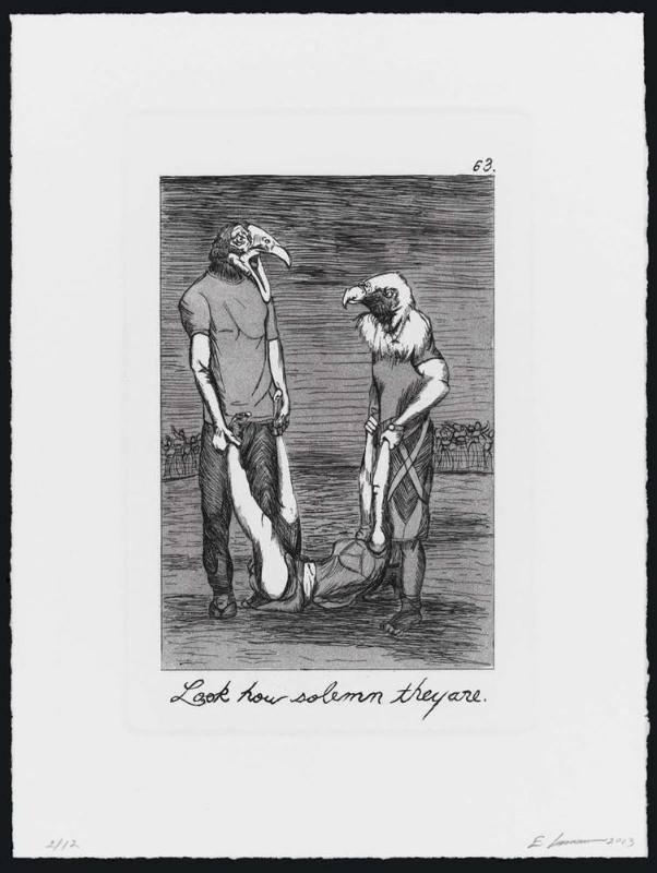 The Caprichos 63: Look how solemn they are.