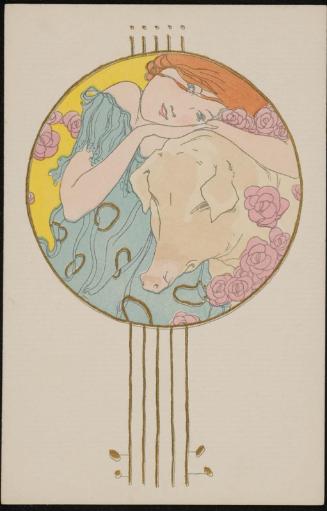 Resting on a pig's head, from the series Girls posing with pigs