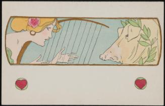 Playing a lyre, from the series Girls posing with pigs